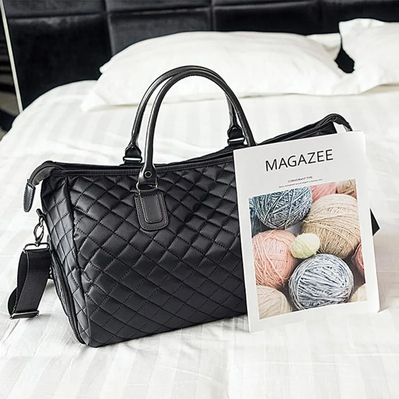 Duffel väskor Mens Fashion Plaid resväska mångsidig kvinnor Duffle Weekend nylon axel stor handväska.