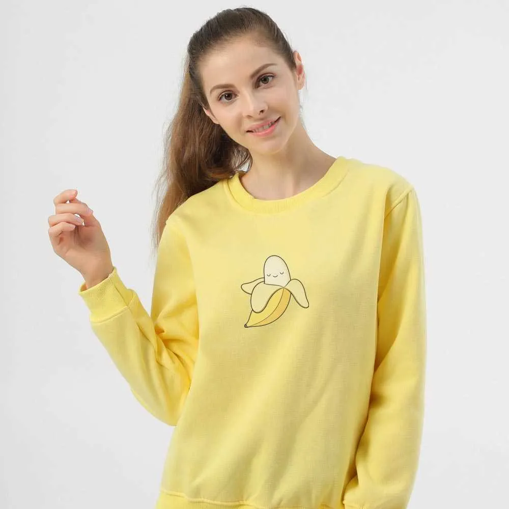 Banana Sweatshirt Women Kawaii Hoodie Harajuku Pullover Hoodie Womens Oversized Cotton Cute Hoodies Graphic Sweatshirts Y0820