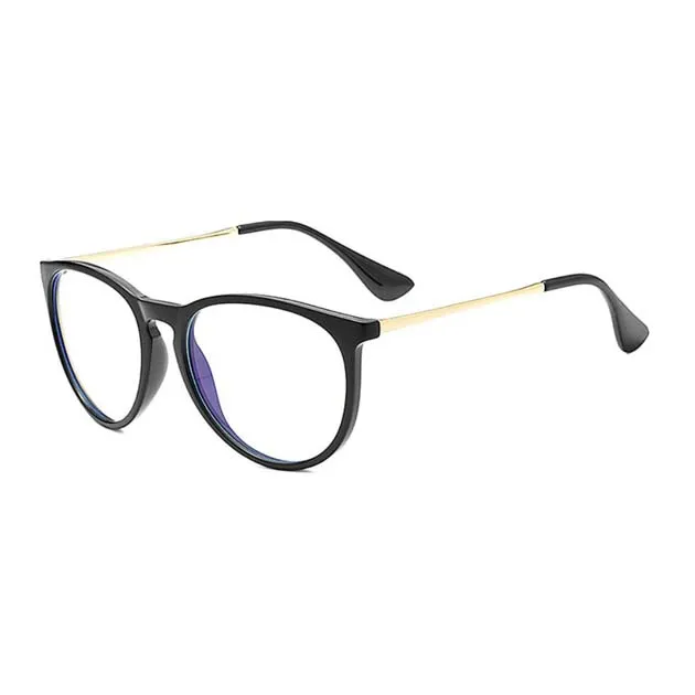 Klassiska runda glasögon ramar män kvinnor blå ljus blockerande metall ram optiska glasögon designer glasögon gafas de sol med väska290h