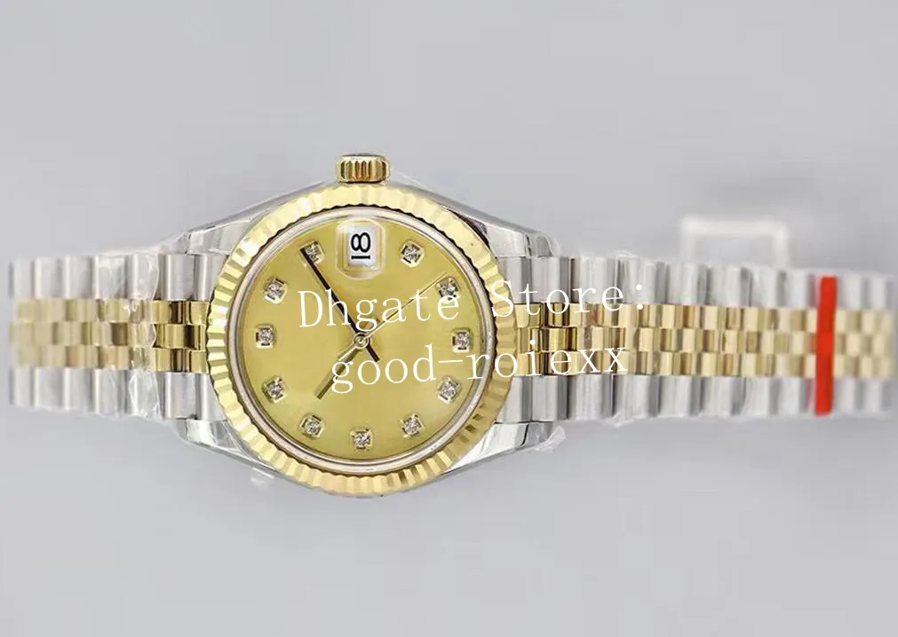 31 مم والدة لؤلؤة السيدات تشاهد الذهب الأصفر للسيدات التلقائي Cal 2688 حركة Eta Watch Jubilee Bracelet Diamond EWF LA281J