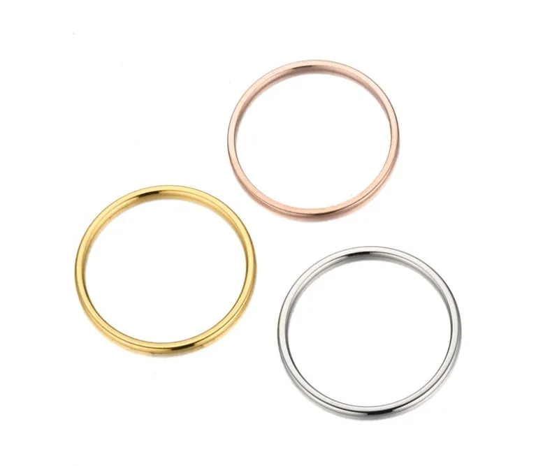 Кольцо качества Seiko 1 мм Ультра тонкая из нержавеющей стали глянцевая дуга поверхность поверхности простые титановые стальные розовые золотые женские костяшки