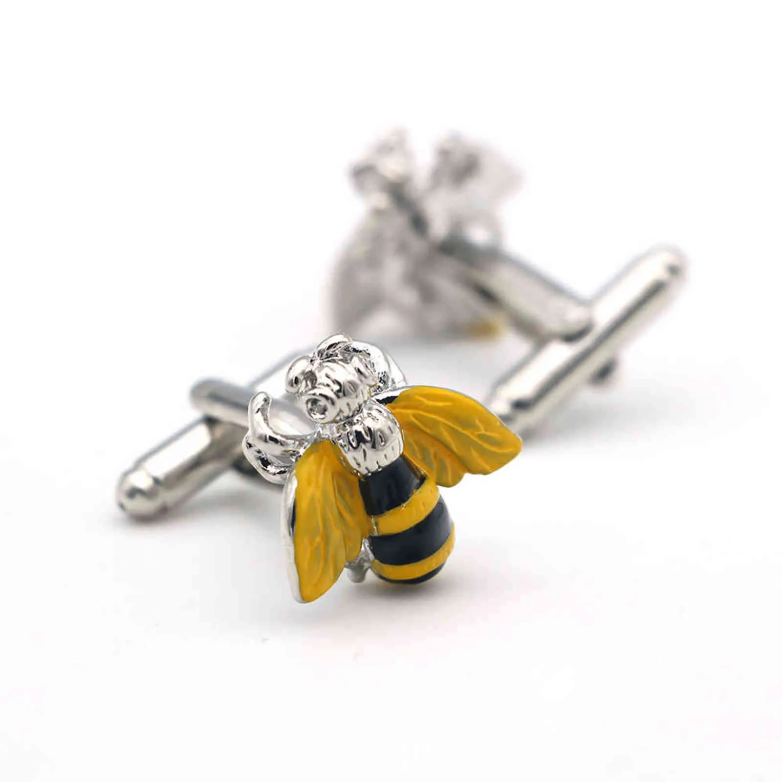 Abotoaduras de vespa men039s, cor amarela, design de abelha, material de cobre de qualidade, abotoaduras de moda, varejo inteiro g1126310a7324781