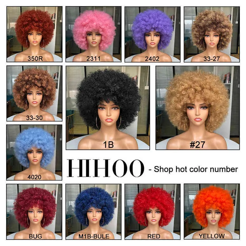 Saç Sentetik Peruk Cosplay Kısa Saç Afro Kinky Kıvırcık Peruk Bangs Kadın Cosplay Sarışın Pembe Sentetik Cadılar Bayramı Siyah Mavi Kırmızı Kahverengi 220225