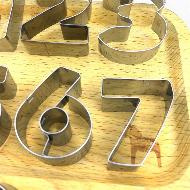 3D Creativo Numero A Forma di Formine Biscotti Set Premium In Acciaio Inox Muffa Del Biscotto Della Taglierina Del Fondente Strumento di Cottura Della Cucina