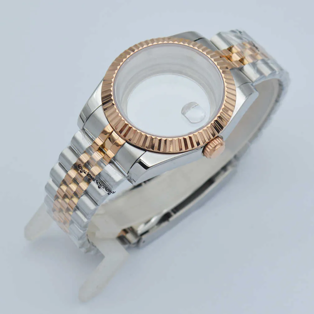 Boîtier argent/or rose 36mm/40mm, adapté à Miyota 8205 8215 DG2813, verre saphir, bracelet en acier, boîtier nh35 Q0902