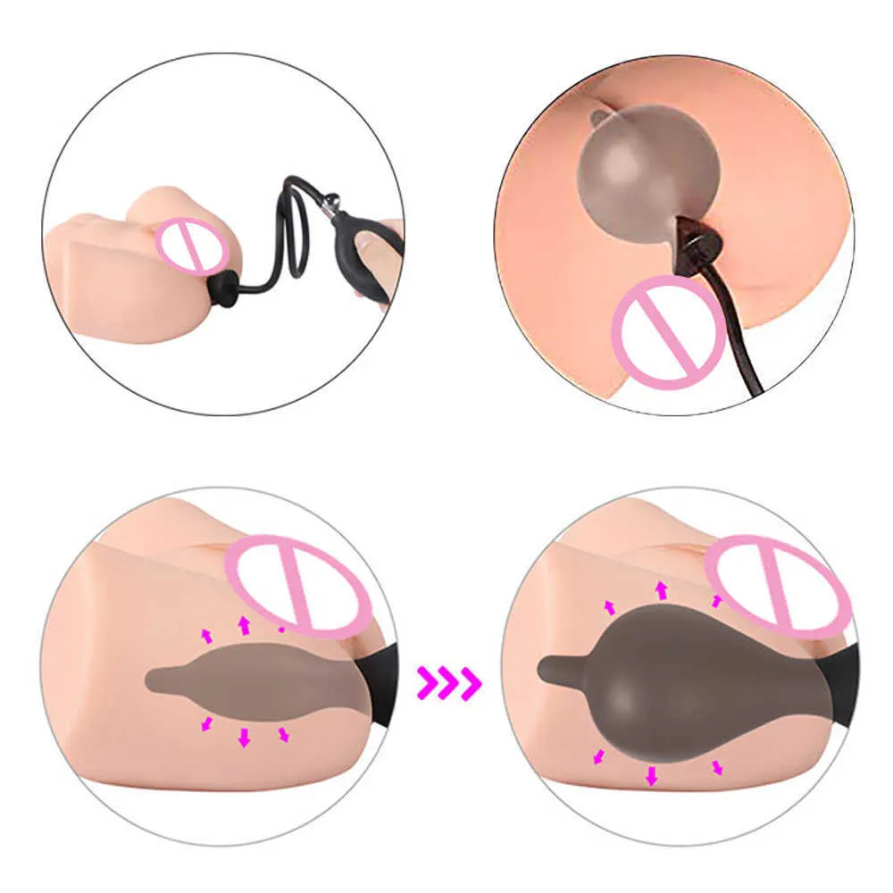 Massage objekt mjuk silikon uppblåsbara anal dildo butt plug dilator anus massager sexyy leksak för kvinnor män gay svart pump vagina extender