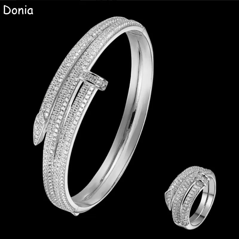 Donia Jewelry Bracelet de luxe en acier titane exagéré pour ongles, zircone coloré micro-incrusté, mode européenne et américaine Des254a