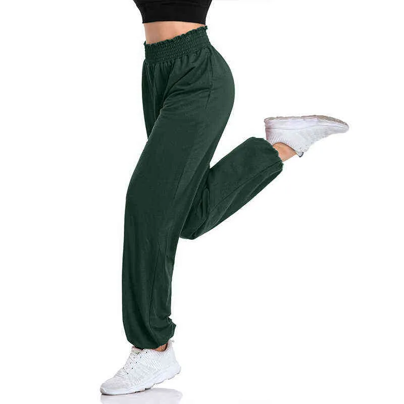 Vutru dames flodderige joggingbroek zakken hoge taille comfortabele lounge broek losse yoga jogger broek brede poot plus size juridische bants H1221