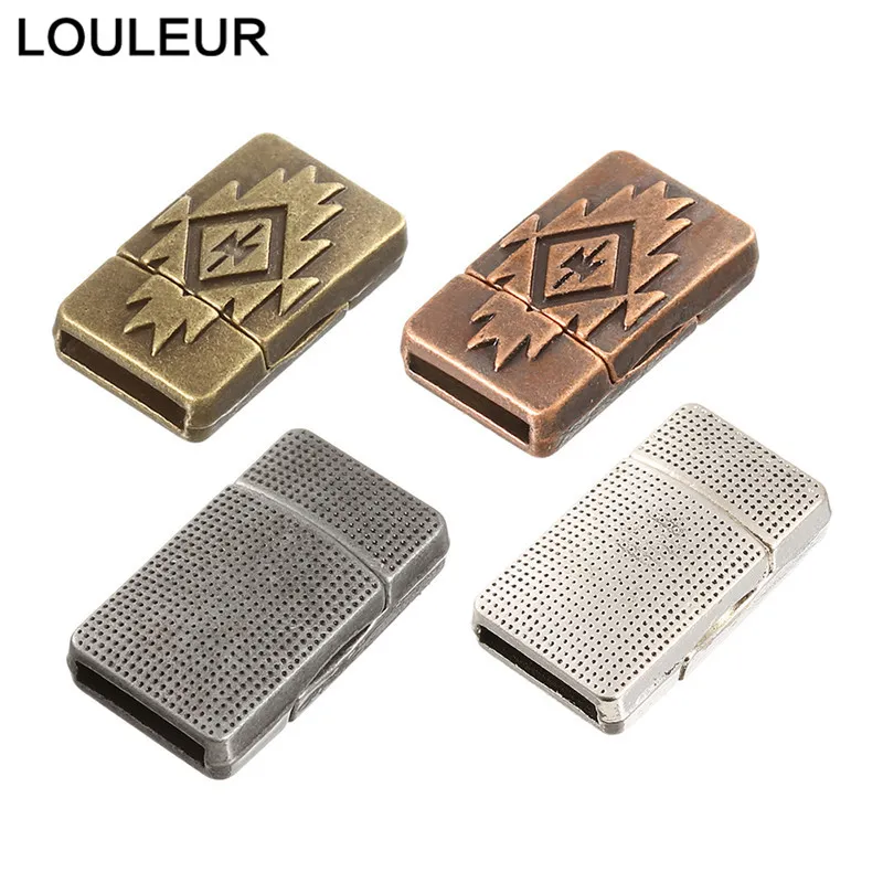 Fermoirs magnétiques solides en Bronze antique, 5 pièces, connecteurs de fermoirs de Bracelet en cuir plat pour la fabrication de bijoux à bricoler soi-même, vente en gros