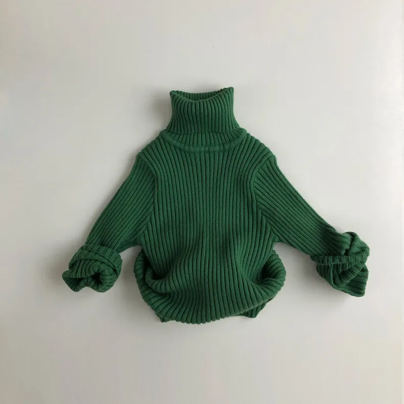 Vår New Baby Turtleneck Tröja Barnkläder Boys Tjejer Stickad Pullover Toddler Sweater Kids Sweater Toppar 1-7 år 210413