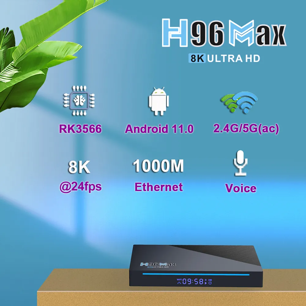 H96 MAX RK3566 TV ボックス Android 11 8 ギガバイト RAM 64 ギガバイト 4 ギガバイト 32 ギガバイト 1080p 8K Google Play H96Max TVBOX メディアプレーヤーセットトップボックス