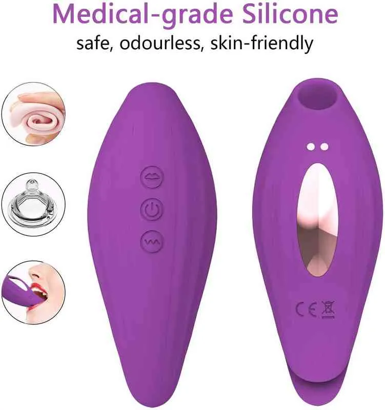 Vibratore succhiare il clitoride 10 Vibrazioni 5 Intensità Aspirazione Masturbazione femminile 2 in 1 Stimolatore clitoridi Giocattolo adulti donne 0216