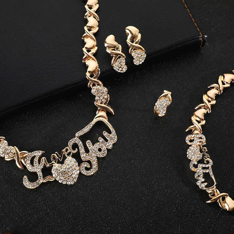 Bijoux de mariage nigérians Set Bridal Dubai Gold Color Jewelry SetS African Beads Collier Bracelet Bijoux Set 2106198028132