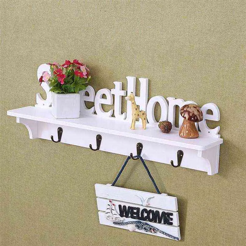 Sweet Home Support mural pour cintre de porte Crochet de rangement pour manteau, chapeau, vêtements, clé Blanc 211102258H