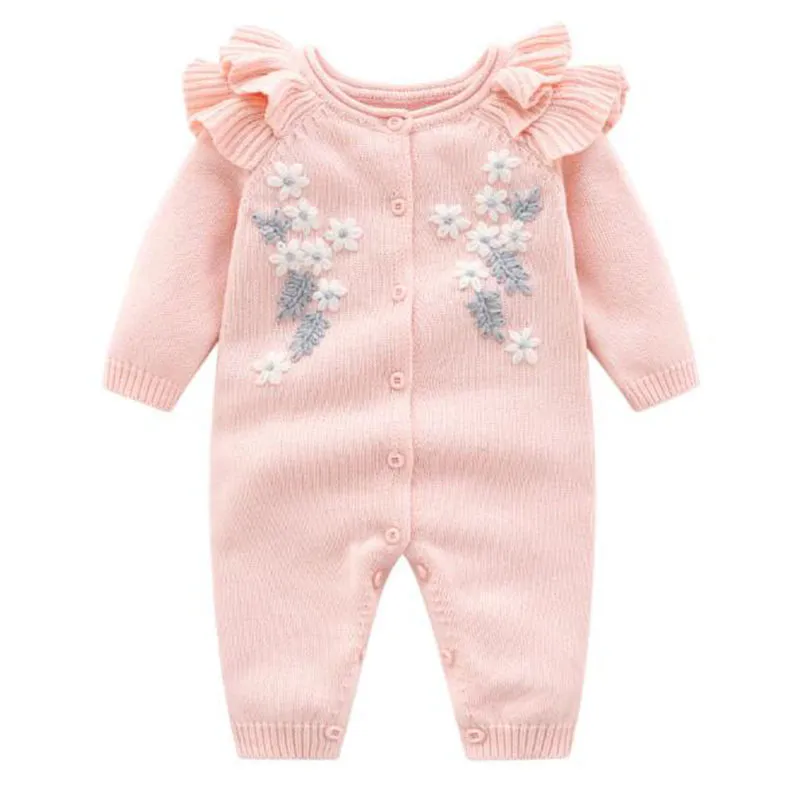 Kids Spring Autumn Girl Embroidery Rompers + Hat Baby born Clothes 210429