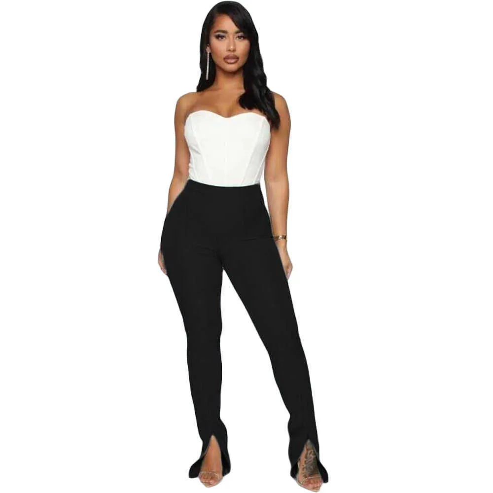 Tmustobe Femmes Couleur Solide Casual Split Track Pantalon Mid Taille Sexy Discothèque Femme Pantalon Mode Gym Leggings Joggers Femme Q0801