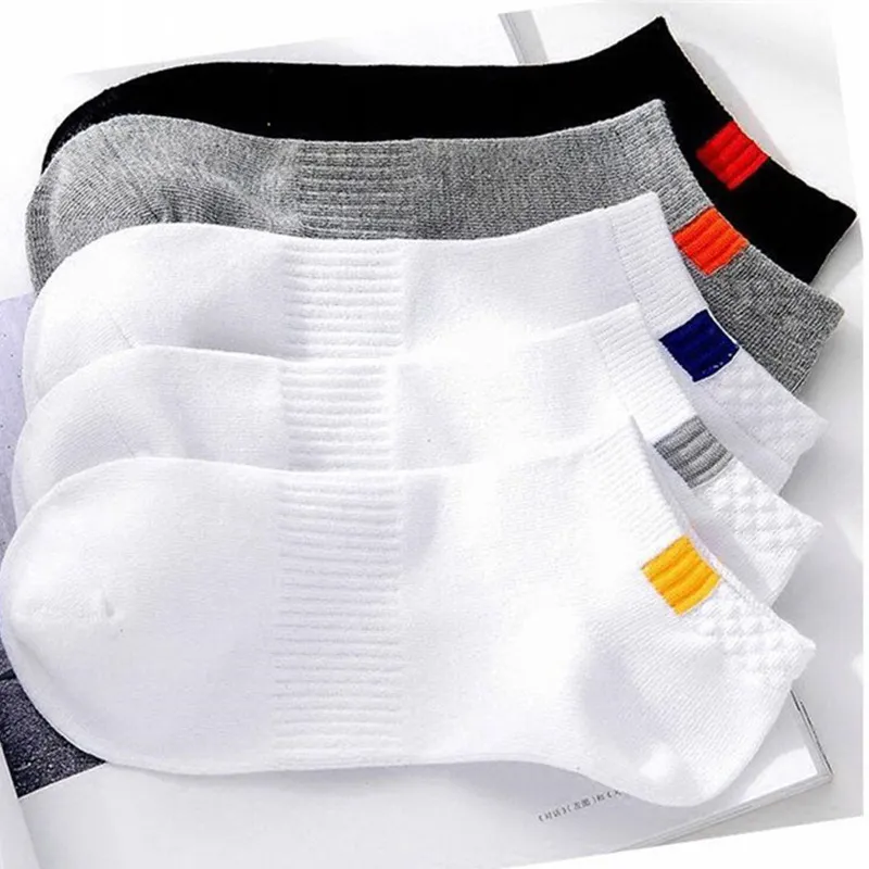 =Summer Cotton Man Short Socks Fashion Breathable Sports Boat Socks Comfortable Casual Socks Male White Black