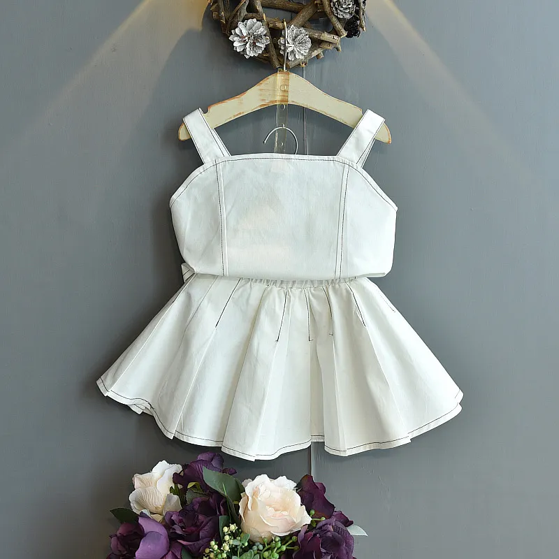 Baby Girls Suspendersドレス夏の子供たちの女の子の手紙プリントプリンセスvestidos子供カジュアルかわいいコスチューム3-7年210429