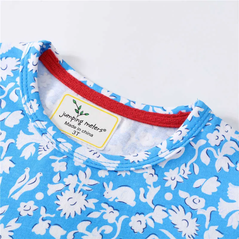 Jumping Meters Summer Arrival Short Sleeve Princess Girls Dresses With Unicorns Print Children's Frocks Toddler Clothes 210529