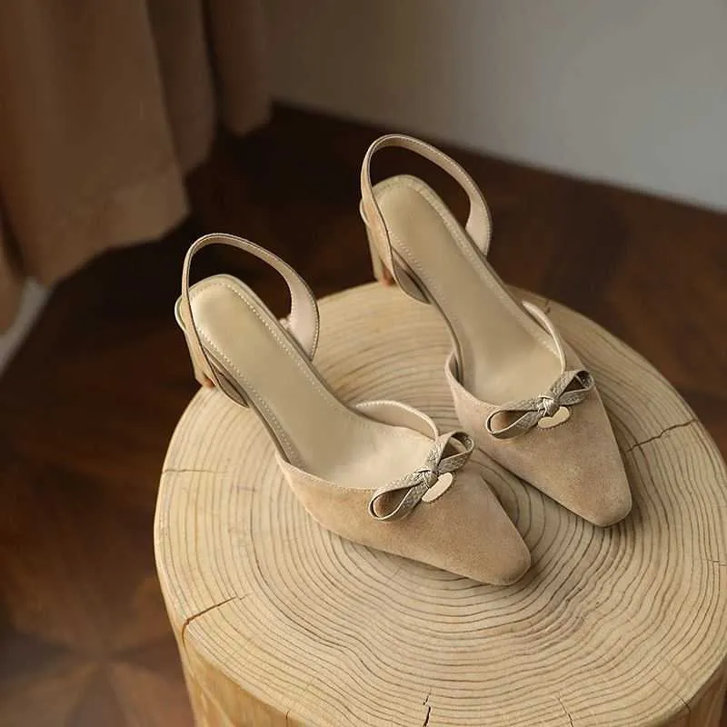 ALLBITEFO Bogendesign Schaffell Wildleder echtes Leder Sommer Damen Sandalen Schuhe Expose the Heel Mode High Heel Schuhe 210611