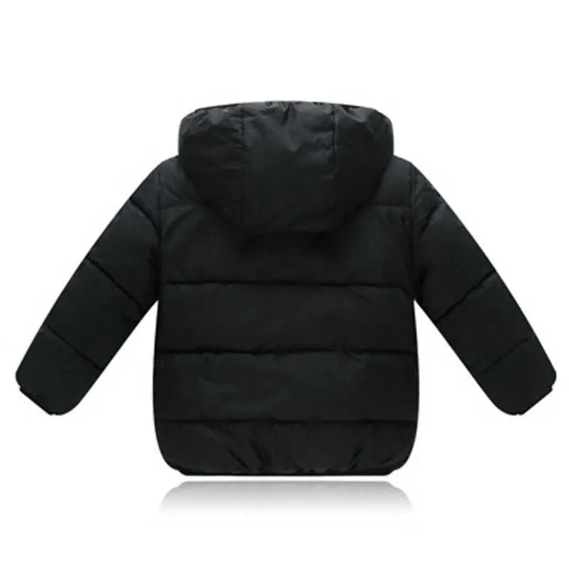 冬の子供のコットンコートプラスベルベット厚い赤ちゃんのフード付きジャケットの女の子と男の子の子供たちのダウン210611
