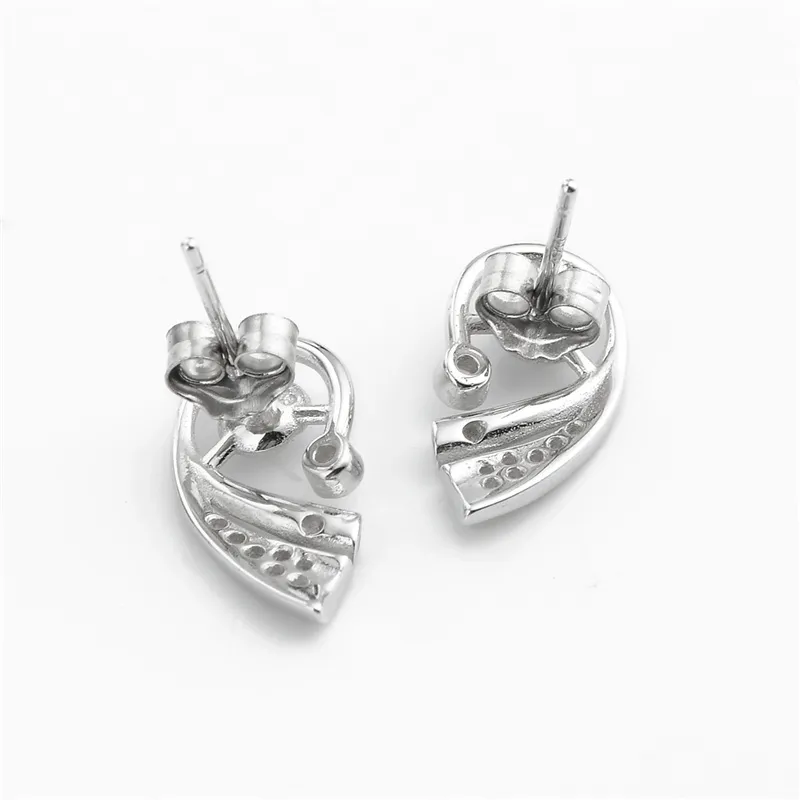 Base de pendiente en blanco, configuración de perlas, pendientes tipo botón de plata esterlina 925, accesorios para hacer joyas DIY, 5 pares 2677