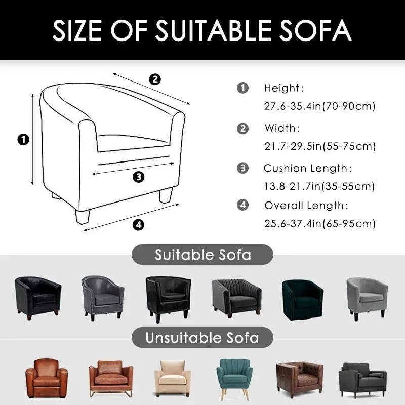 Elastyczna sofa Pokrywa Solidna Kolor Relax Stretch Single Siedzenia Klub Klaszki Slipbovers Do salonu Fotel Protector Pright 211116