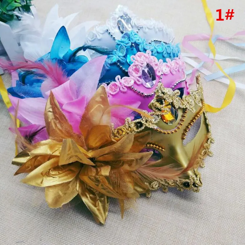 10 pièces plusieurs fleurs plume masque femmes filles venise princesse mascarade masques fête d'anniversaire carnaval accessoires noël