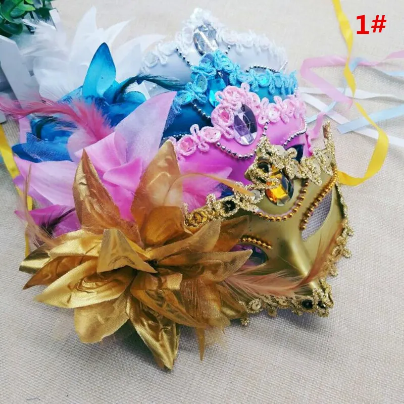 10 stks Veelvoudige Bloem Veer Masker Vrouwen Meisjes Venetië Prinses Masquerade Maskers Verjaardagsfeest Carnaval Props Kerstmis