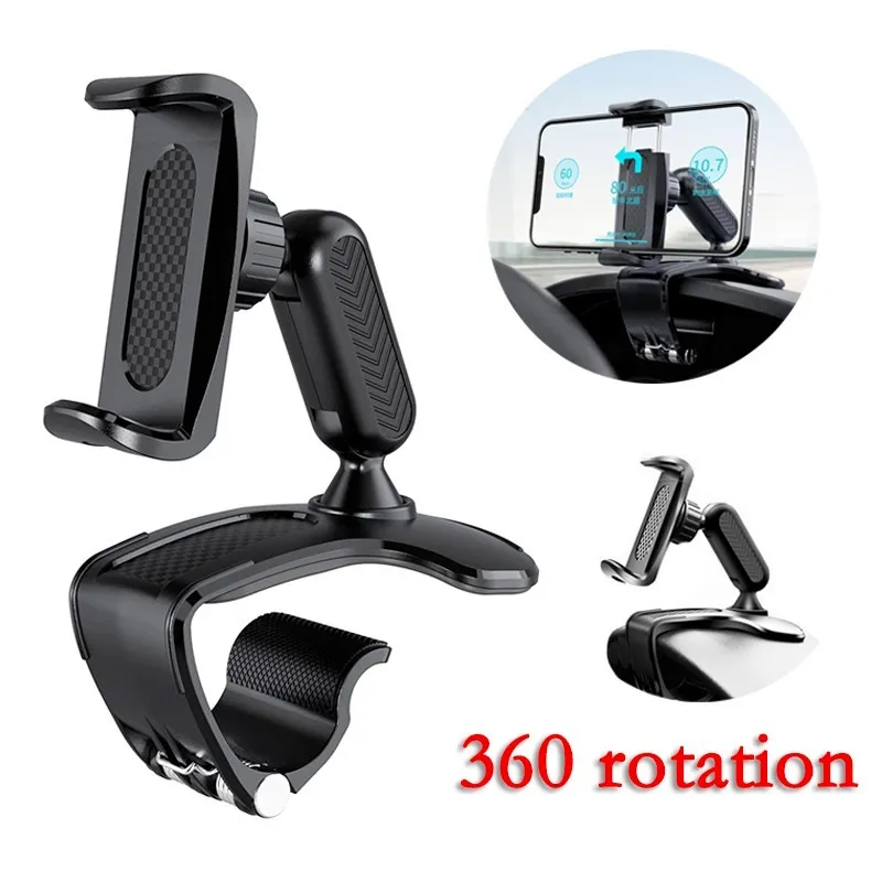 Novo Dashboard Mount Carro Telefone Telefone 360Otation Retrovisor Espelho Suporte Multifunction Suportes para Xiaomi Huawei iPhone 12