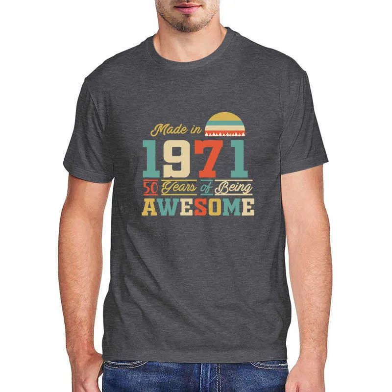 100 cotton 1971 T Shirts 50 Years of Being Awesome 50th Birthday Gifts for Women And Mens Funny Unisex Gift Shirt tops XS-3XL 210629