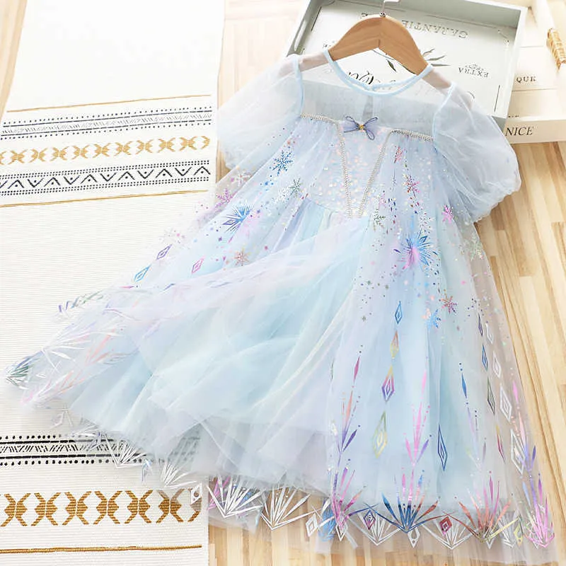 4-10Years High Quality Summer Girl Clothing Lace Chiffon Flower Draped Ruched Kid Children Princess Dress 210615