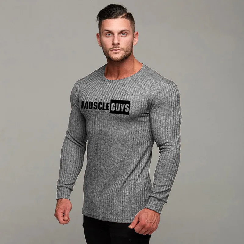 Muskleguys marki jesień sweter mężczyzna moda przypadkowy męski sweter o-neck slim fit dziewiarskie mężczyźni swetry pulowery 210421