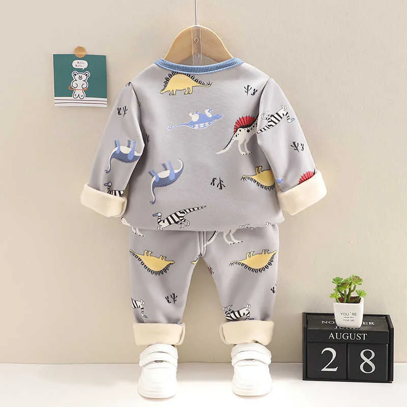 Lzh Pigiama neonato ragazzi Autunno Inverno Abbigliamento caldo ragazze 1-4 anni Completo da dinosauro bambino Pigiama bambini G1023