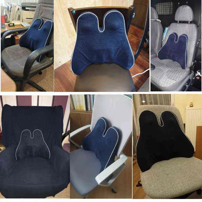 Grande chaise oreiller siège soutien lombaire coussins orthopédiques dossier mousse à mémoire de douleur au bas du dos coussin de taille coussin de massage 211203