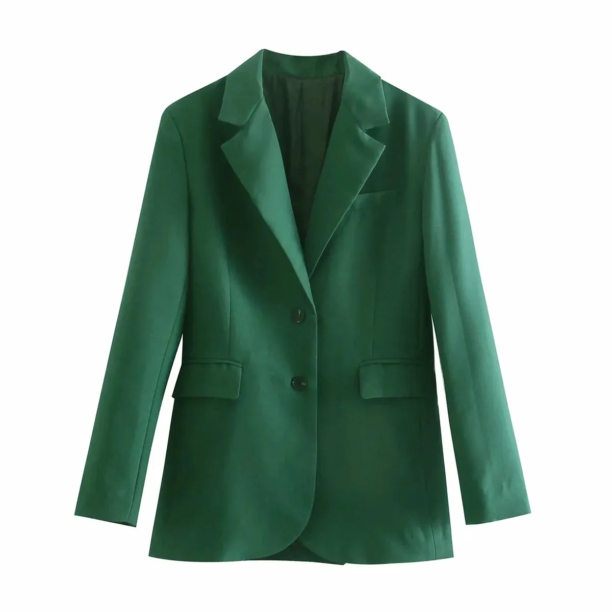 Vert tout match décontracté femmes Blazer veste manteau printemps automne Vintage bureau dame Chic femme costume mode vêtements d'extérieur 210521