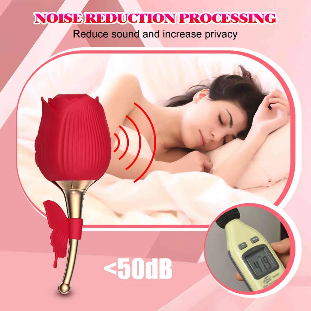 Вибраторы Вибратор с розой, 10-скоростная вибрационная лента для присоски для клитора, стимуляция клитора, женская мастурбация, секс-игрушки для женщин 096265094