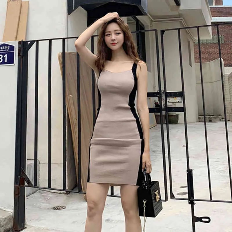 Lucyever Abiti estivi slim fit con scollo quadrato Abito aderente sexy senza schienale da donna Abiti stile ufficio coreano 210521