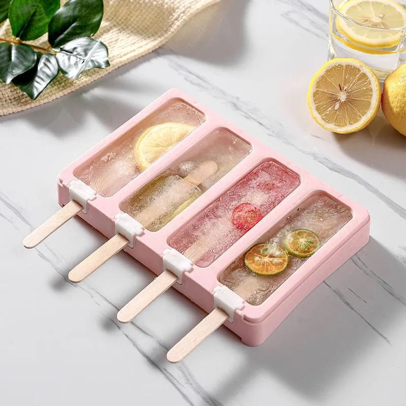 Bakformar enkla popsicle silikon mögel hushållsglass set praktisk kubfack diy handgjorda verktyg godis bar245h