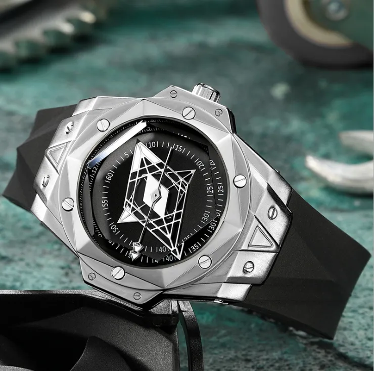 RUIMAS Brand Creative Mens Watch Silicone Band Luminous Watches Hollow Out Quartz Wearproof Scratch Resistant Wristwatches269L