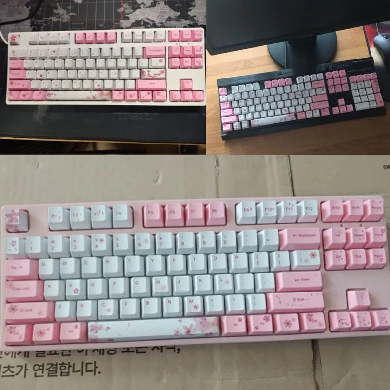 OEM PBT Cherry Blossom Keycap Mechanical Keyboard KeyCaps Dye-Sublimation Keycap Hurtownie Dropshipping