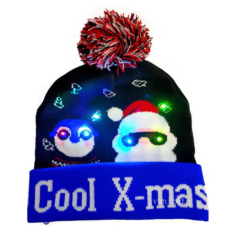 LED Noel Şapka Kazak Örme Beanie Işık Up Örme Şapka Hediye Noel Yeni Yıl Parti Malzemeleri T2I52815