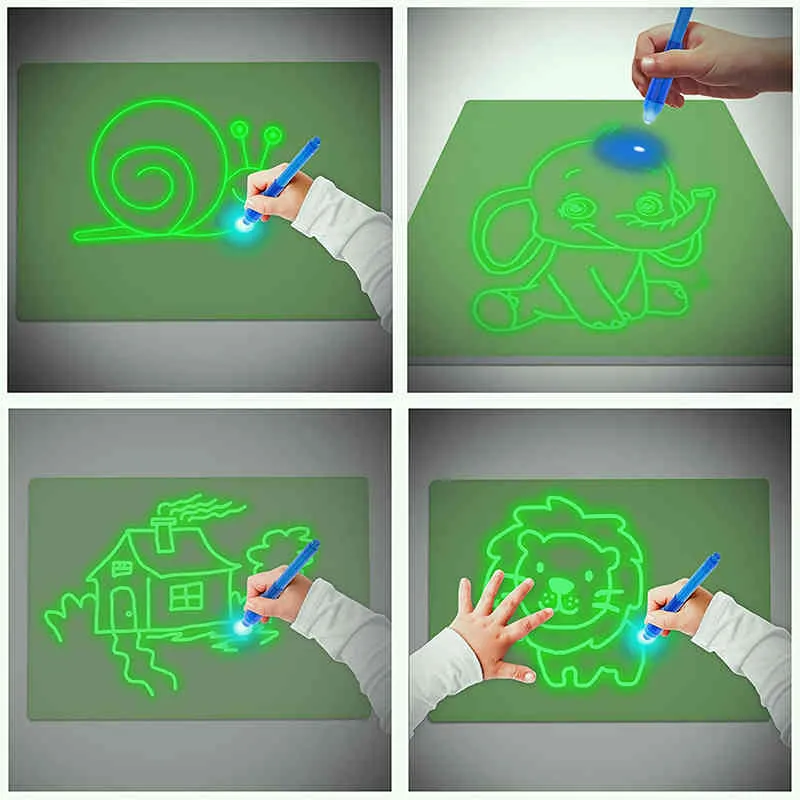 Tavolo da disegno luminoso Tablet Disegna nella magia oscura Luce-Divertente penna fluorescente Giocattolo educativo bambini