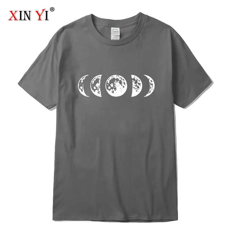 Xin Yi Hommes de haute qualité100% coton drôle lune impression t-shirt lâche drôle o-cou hommes t-shirt à manches courtes t-shirt mâle t-shirts Y0809