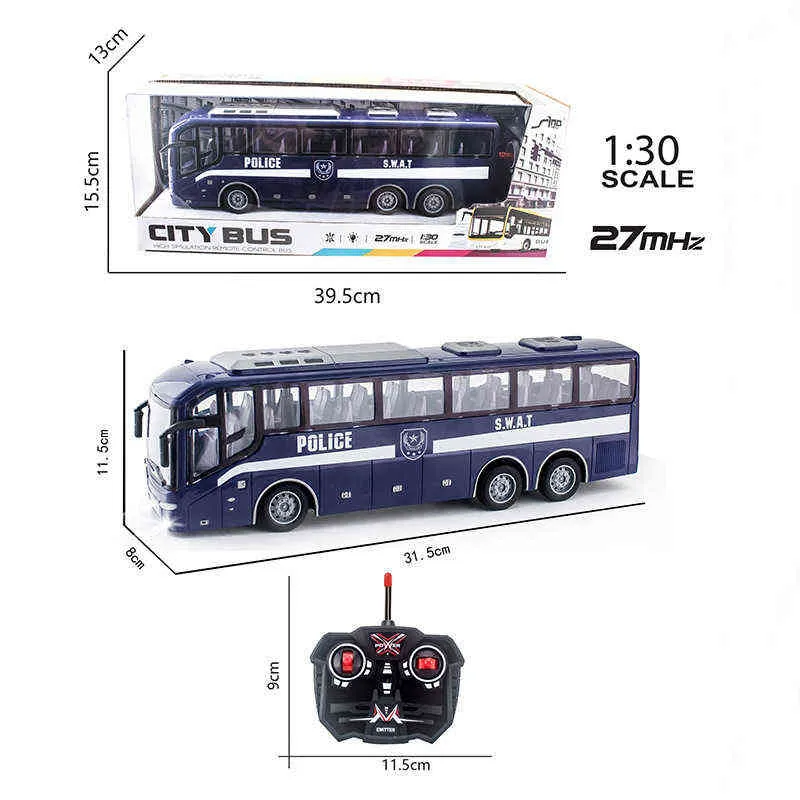 4CH Électrique Sans Fil Télécommande Bus Avec Lumière Simulation Bus Scolaire Tour Bus Modèle Jouet 211029