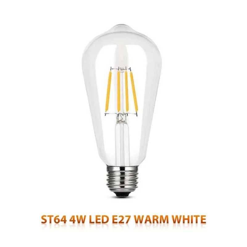 Glühbirnen Edison LED -Glühbirne E27 E14 Vintage Light 220 V 4W warmes weißes Wolfram transparentes Glasenergiesparung Sicherheit3094