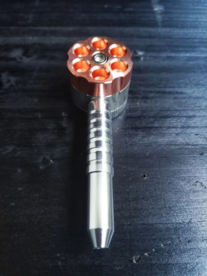 Bala de metal cachimbo estilo mão moagem triturador moedor seis tiro tubo tabaco erva moedor erva vaporizador dhping sel8909055