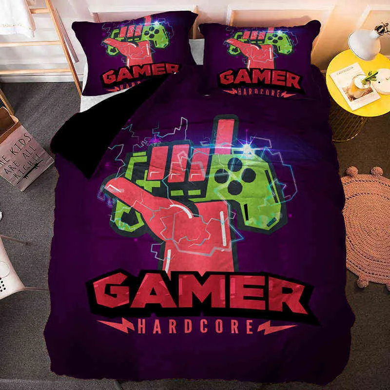 Modern Technology Trends Gamer Bedding Set For Adult Kids Gamepad Comforter Cloth Duvet Cover Hippie Nordic Bed Covers 211224