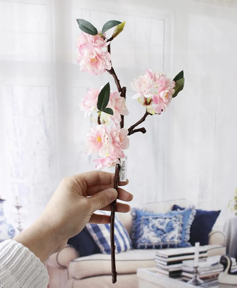 Artificial Silk Sakura Flower Cherry Blossoms Branch For Spring Home Wedding Party Decor Fake Flowers Flores Artificiais Decorativ2831