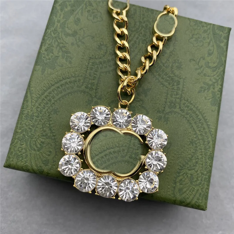 Klasyczne podwójne naszyjniki wisiorek w zawieszce nonszokodarki Diamentowy Diamentowy Naszyjnik Błyszcząca krystaliczna biżuteria z znaczkami dla kobiet urodzinowych GIF234K